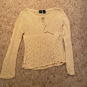 Crochet Beige Knit Sweater